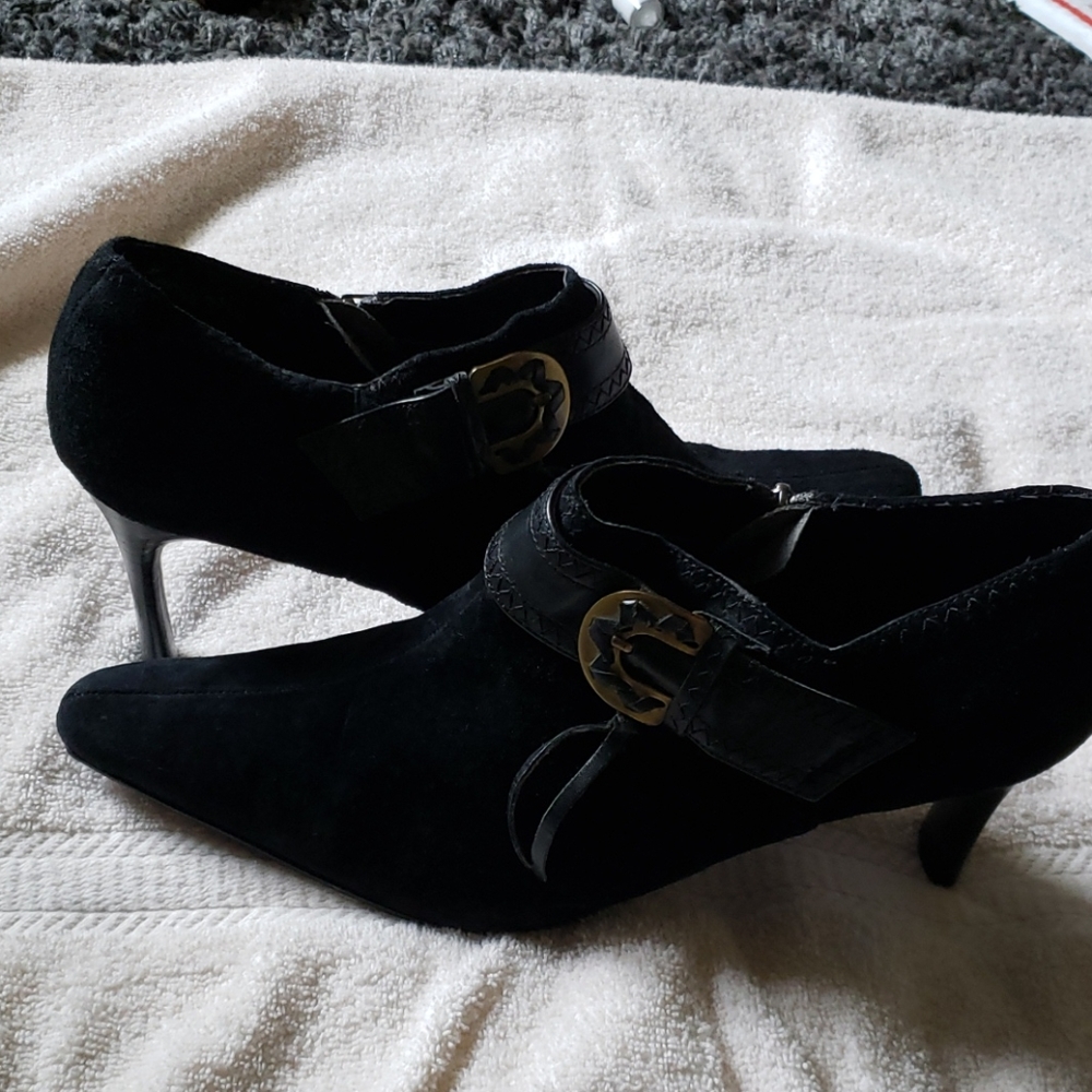 Black suede booties